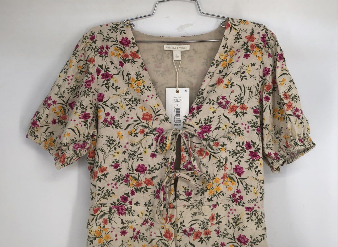 NWT Chelsea & Violet Women's Multicolor Floral One-Piece Romper - Size L