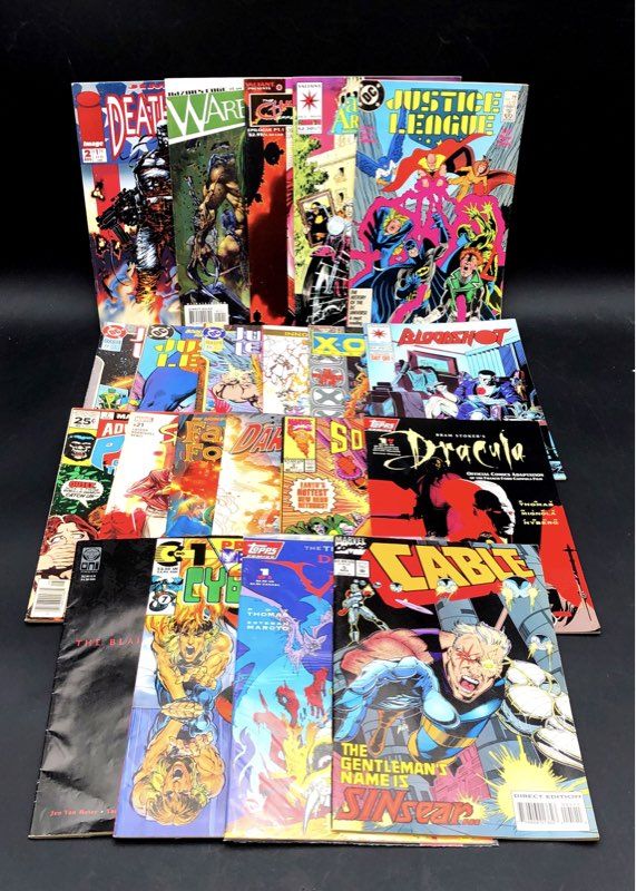Cable Daredevil Justice League 21 Comic Book Lot Marvel DC Image Valiant 90s