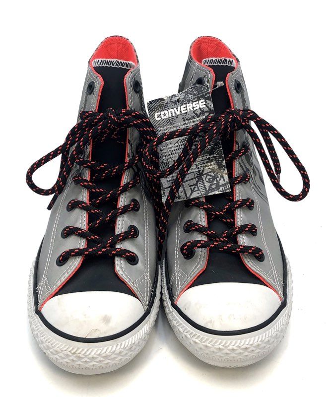 Converse Chuck Taylor All Star Hi Grey Black Spray Graphic Junior Size 4.5 NWT