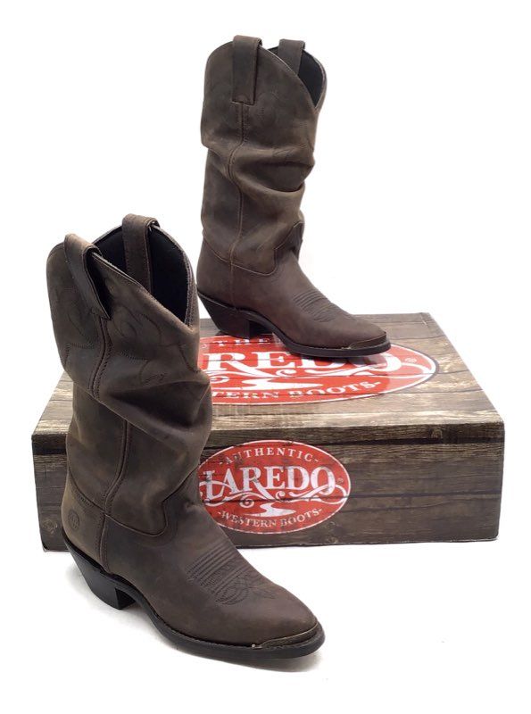 Laredo DH5262 Brown Leather Slouch Western Cowboy Boots Women's Size 6 M