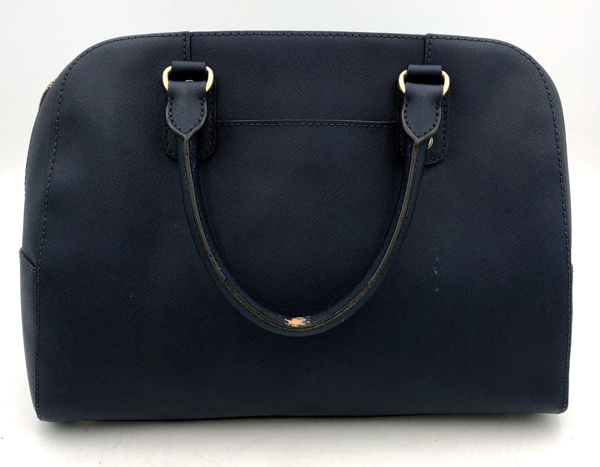 Authentic Michael Kors Navy Blue Luxury Leather Satchel Bag - COA Included