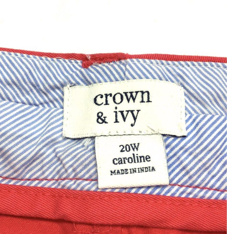 Crown & Ivy Women's Caroline Stretch Twill Shorts Coral 7" Inseam Sz 20W NWT