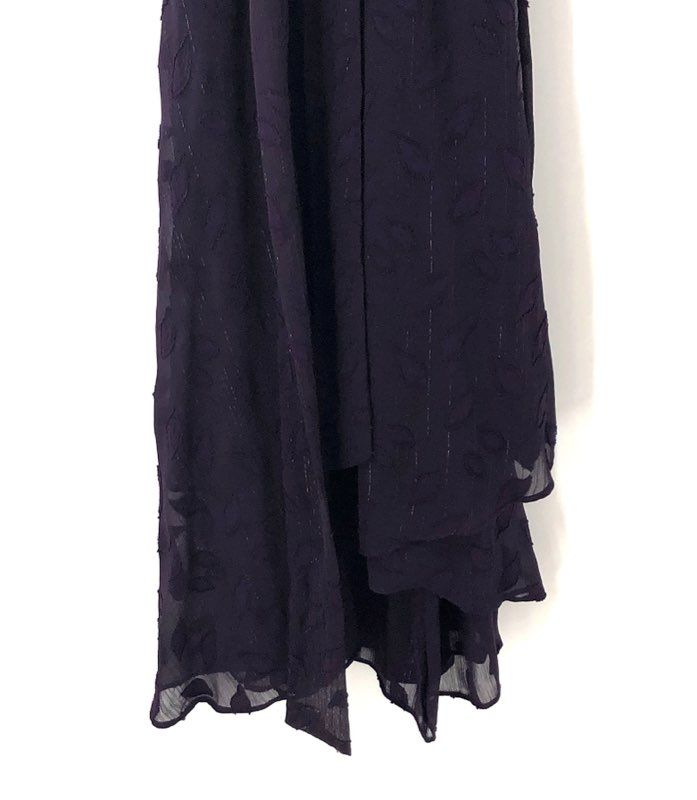 DKNY Women's Purple Metallic Clip Dot Bishop Sleeve Tie Waist Dress NWT Size 8