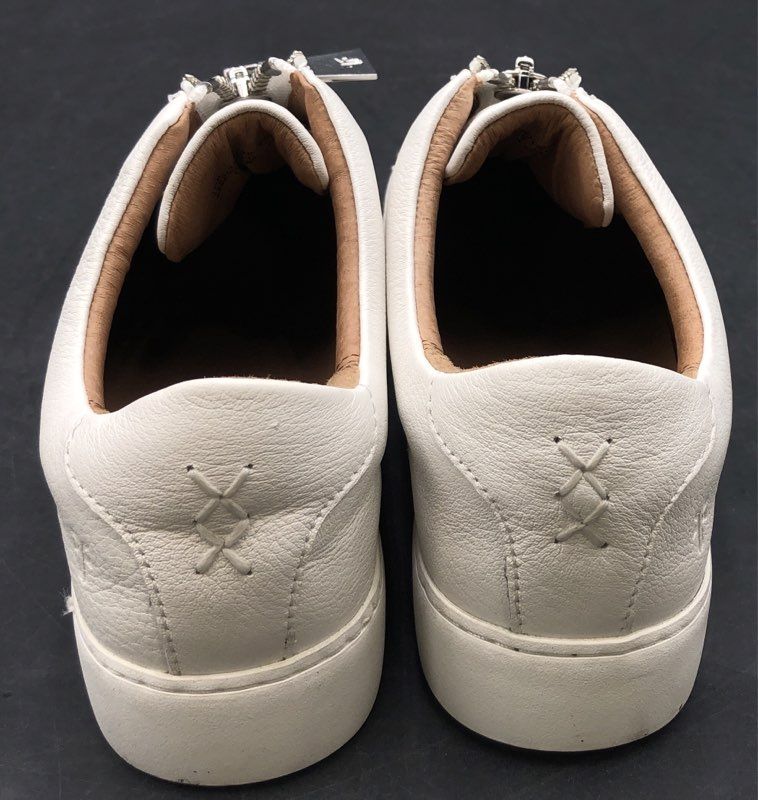 Frye Ivy Zip White Pebbled Leather Low Top Sneakers Women's Size 10 M