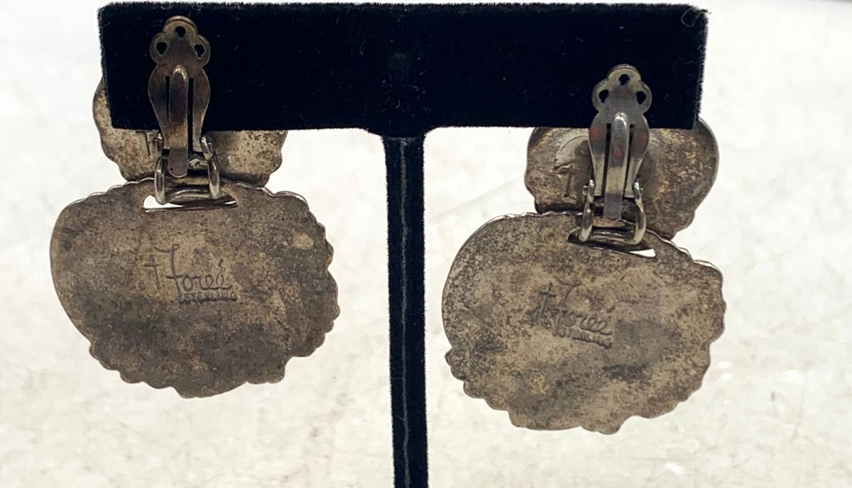 Terrific Sterling (.925) Silver 1.75" Clip-On Earrings 23.49g