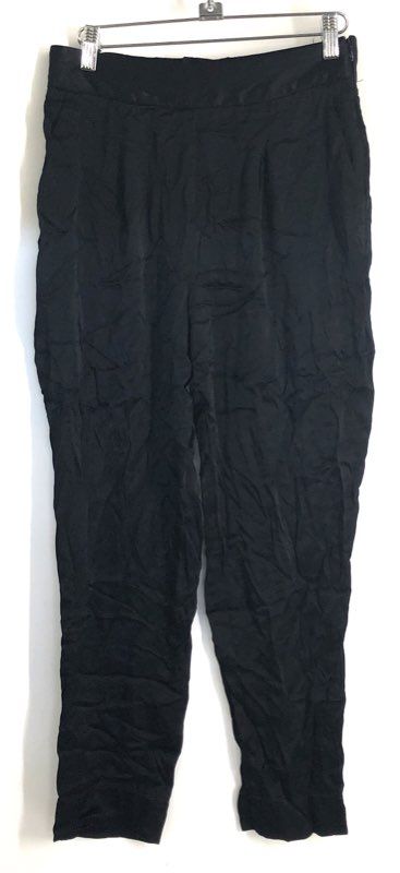 Ett Twa by Anthropologie Women's Black Viscose Pleated Tapered Pants Sz 2