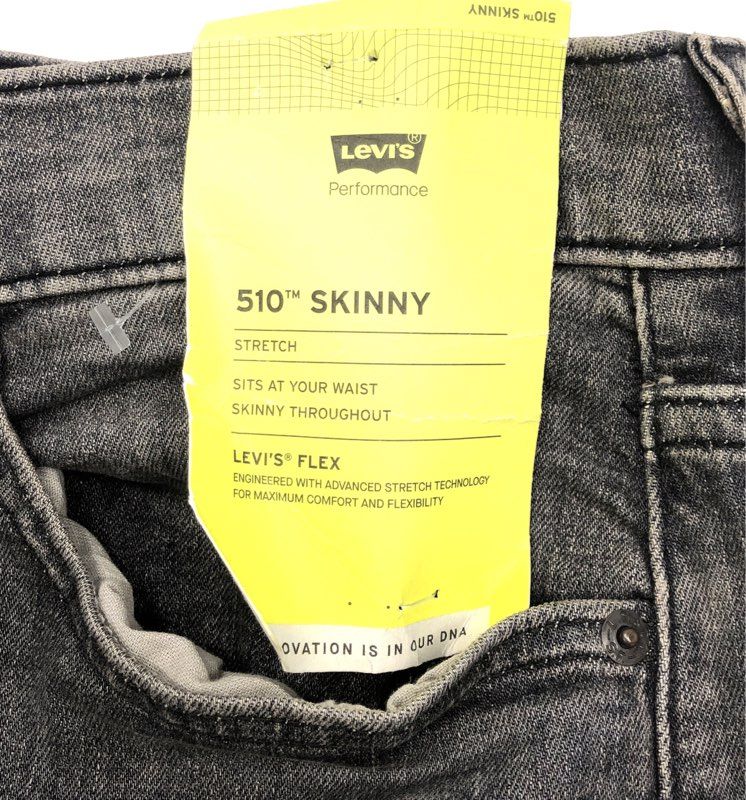Levi's Men's 510 Skinny Jeans Gray Performance Stretch Flex WaterLess Sz 36x32