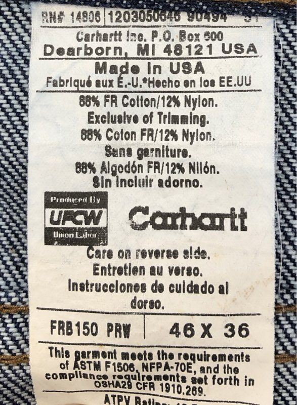 Carhartt Men's FRB150 FR Jeans Blue Vintage Y2K Relaxed Fit 46x36 NWT USA