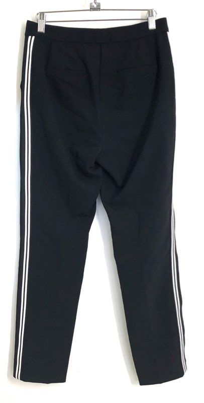 M&S Autograph Women's Black White Side Stripe Trousers Regular Sz UK 8