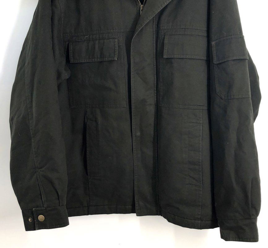 Natural Issue Men's Dark Green Cotton Canvas Field Jacket Leather Collar Sz L