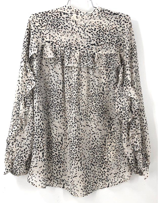 NWT Max Studio Women's White Polka Dot Blouse - Size L