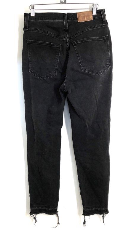 Madewell Women's The Momjean Faded Black Distressed Ripped Frayed Hem Sz 26