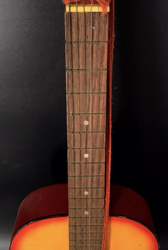 Vintage Parlor Acoustic Guitar 6-String Steel Reinforced Neck Sunburst Red