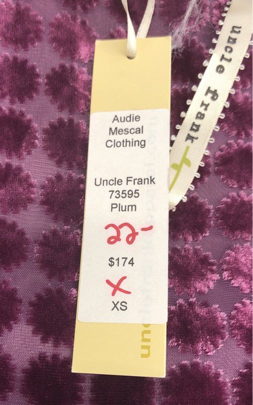 Uncle Frank Women's Audie Plum Burnout Velvet Dot Drop Waist Dress XS NWT