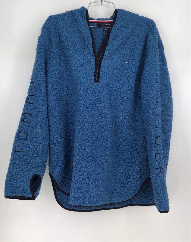 NWT Tommy Hilfiger Women&#39;s Blue Fleece Long Sleeve Pullover Hoodie - Size Large