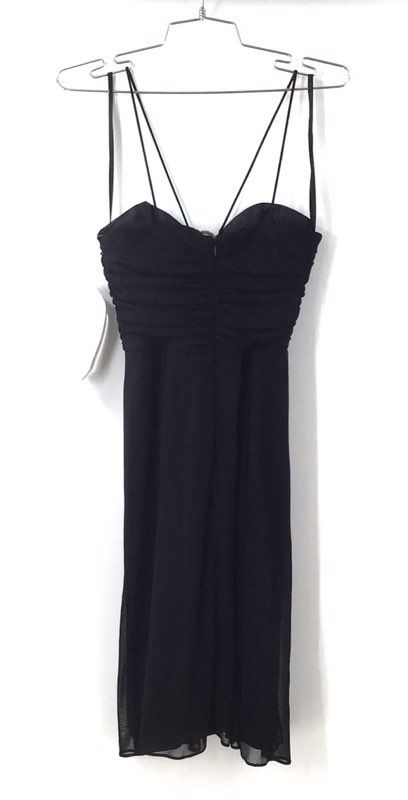 Vintage Alex Evenings Women's Black Ruched Rhinestone Buckle Dress Petite Sz 6P