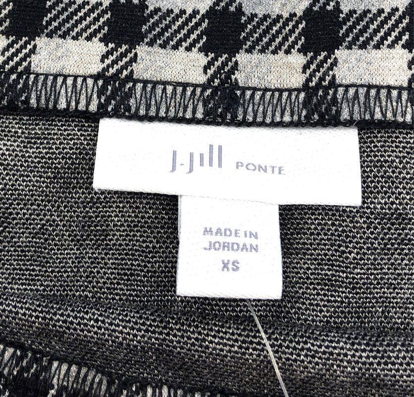J. Jill Women's Gray Black Plaid Ponte Pencil Skirt Checkered Sz XS NWT