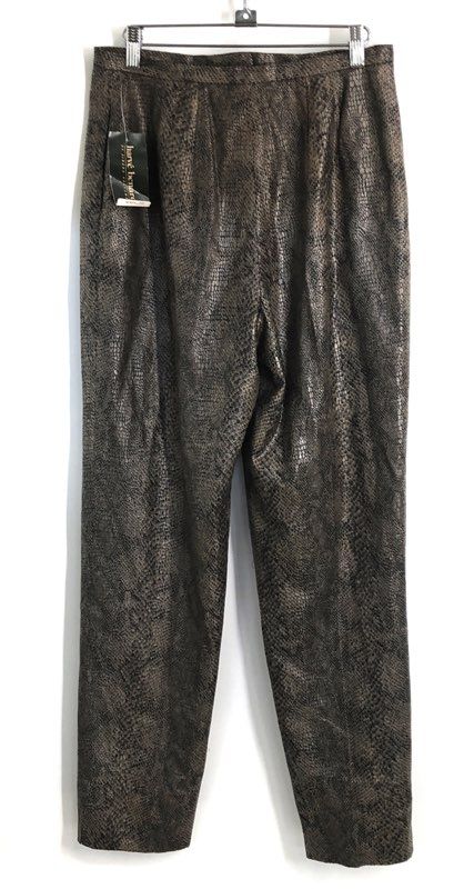Harve Benard Women's Brown Snake Print High Rise Straight Leg Pants NWT Sz 10