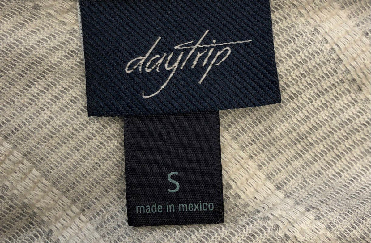 Daytrip Women's Gray White Striped Ribbed V-Neck Curved Hem Tunic Dress Size S