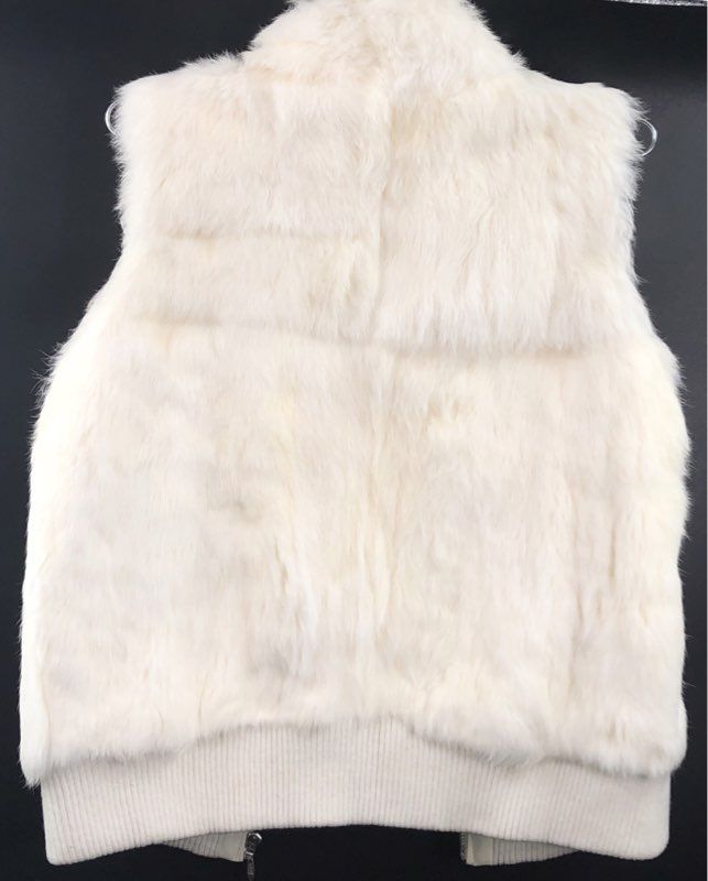 Vintage Y2K Wilsons Leather Maxima Women's White Rabbit Fur Zip Vest Sz XL