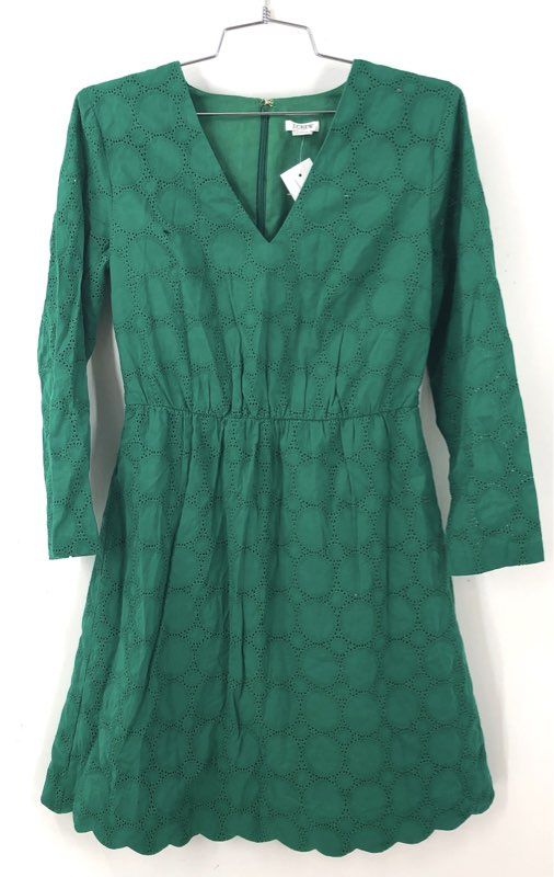 NWT J. Crew Women's Green Cotton A-Line Dress - Size 2