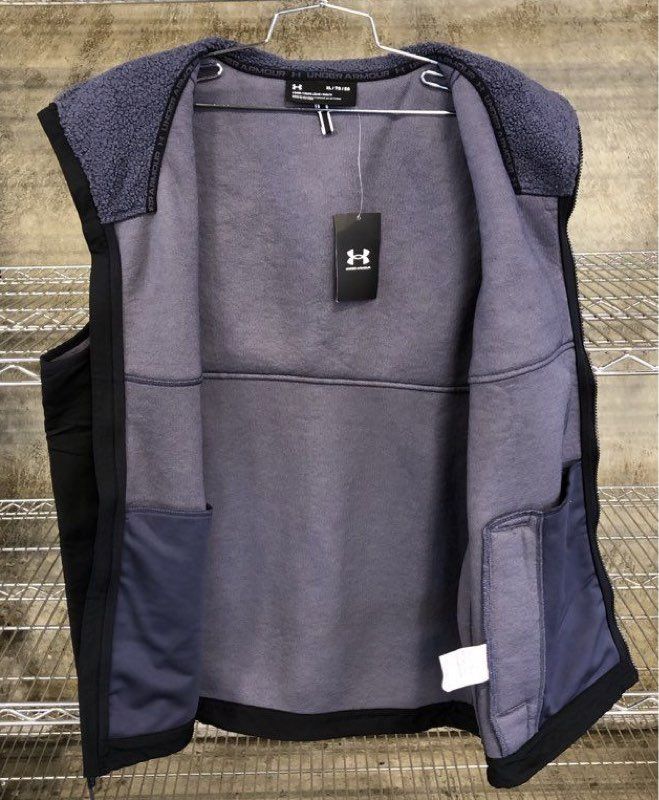 NWT Under Armour Men's Mission Vest Gray Black Sherpa Fleece Full Zip Size XL