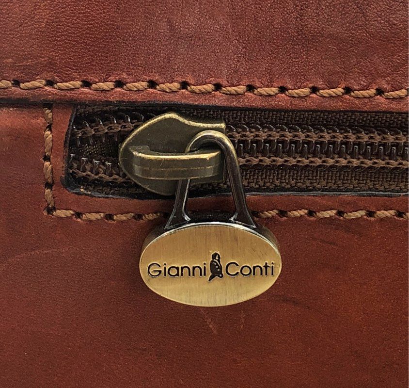 Gianni Conti Brown Leather Multi-Compartment Crossbody Shoulder Bag