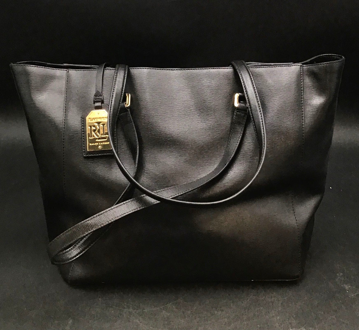 Lauren Ralph Lauren Black Leather Tote Bag