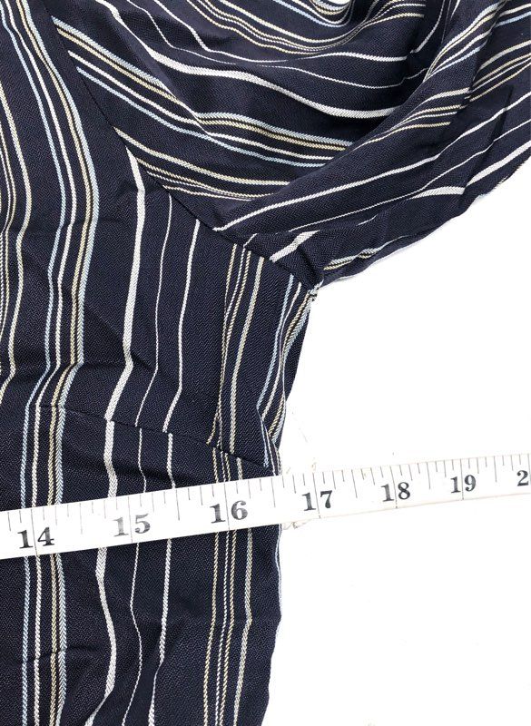 Ann Taylor Women's Navy Striped Shirt Dress Tie Waist Long Sleeve V-Neck Sz S