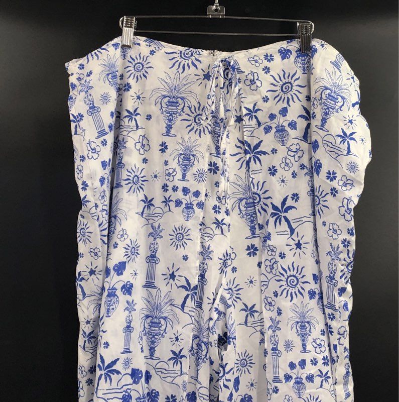 Sugarlips Women's Azul Tropics High Waist Wrap Pants White Blue NWT Sz 2XL