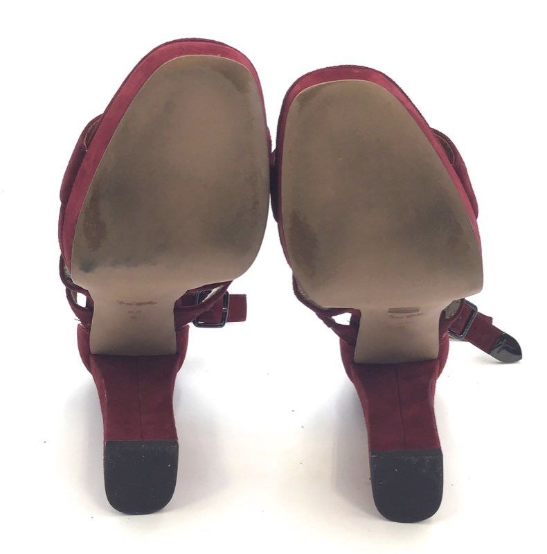 Coach Womens Burgundy Suede Strappy Platform Heel Sandals Size 8.5