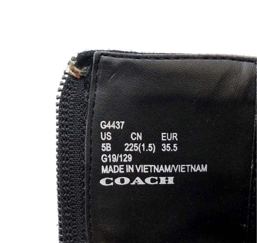 Coach Cassandra Black Suede Ankle Bootie Buckle Boots Size 5B