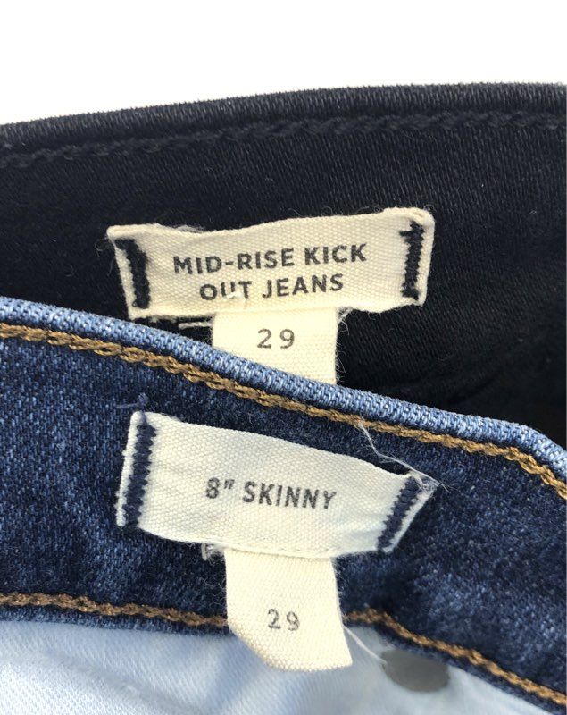 Madewell Women's Jeans Lot 2 Pairs 8" Skinny Blue & Kick Out Black Sz 29