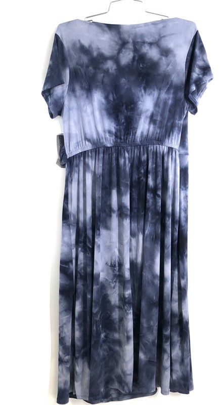 Lane Bryant Women's Blue Tie Dye Faux Wrap O-Ring Knit Dress NWT Size 14/16