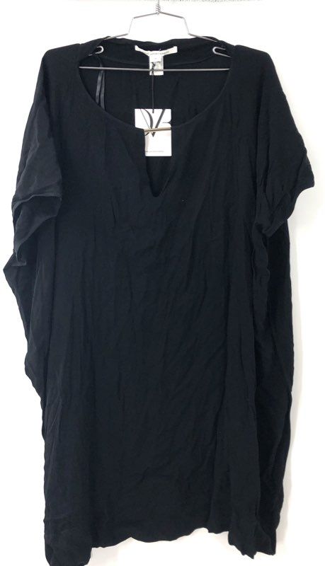 Diane von Furstenberg Women's Tunic Top Black Oversized Dolman Sleeve COA Sz M