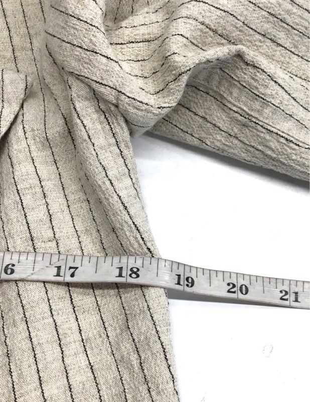 BlankNYC Women's Beige Pinstripe Draped Open Front Linen Blend Jacket Sz XS NWT