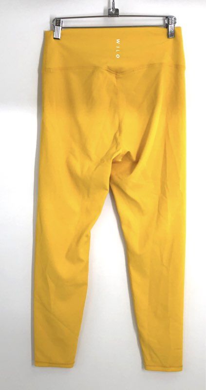 WILO The Label Women's Butter Yellow Ribbed High Waisted Leggings Sz L NWT