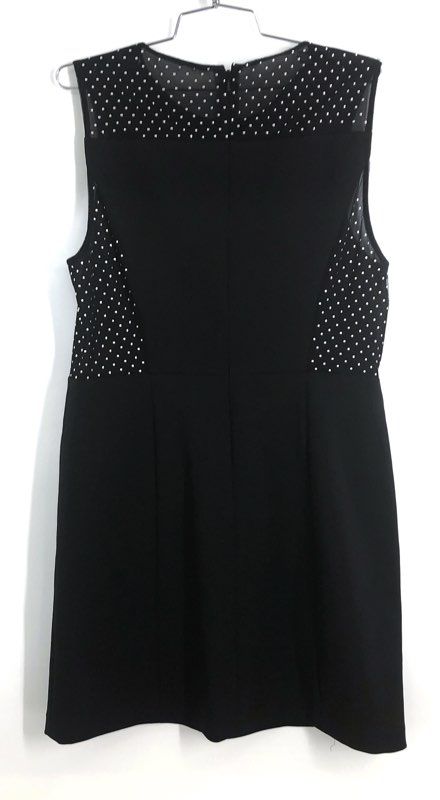 Michael Michael Kors Women's Black Mesh Panel Polka Dot Shift Dress Sz 10
