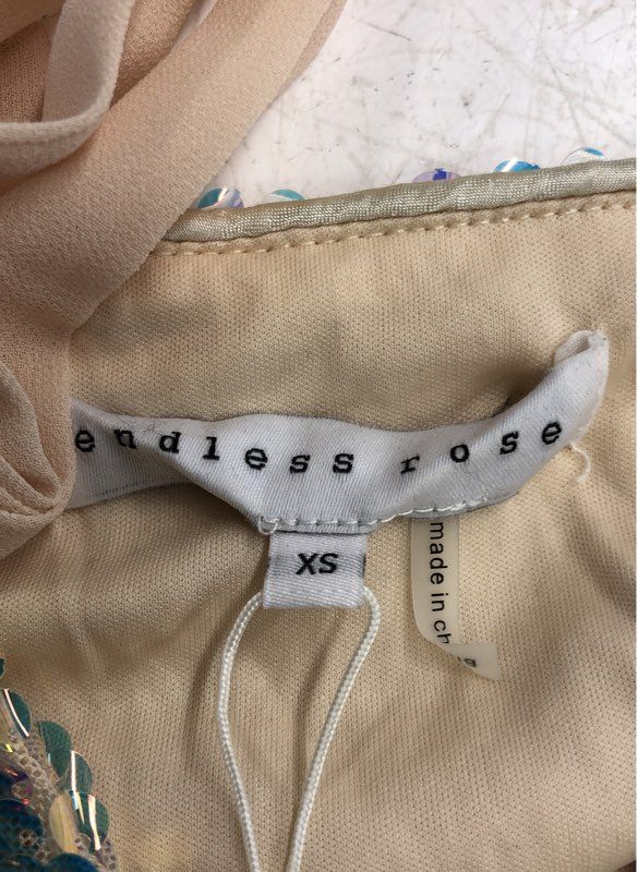 NWT Endless Rose Women's Pink Sequin Ribbon Tie Tank - Size XS