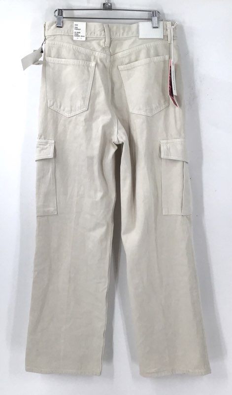 NWT Denim Forum Women's White Cotton Cargo Jeans - Size 29