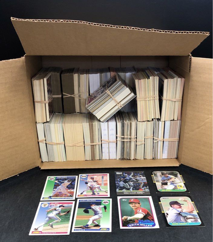 11.7 Lbs. Lot Of Donruss Topps Baseball Football Cards. Medium Box, Unsorted