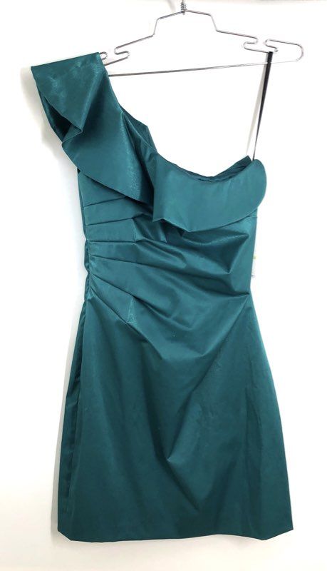 Laundry by Shelli Segal Women's Dress Spruce One Shoulder Ruched Ruffle NWT 4