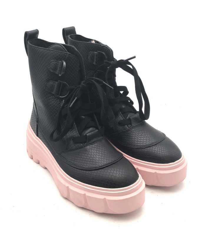 Sorel Brex Boot Lace Black Sea Salt Snake Platform Boots Women's Size 8