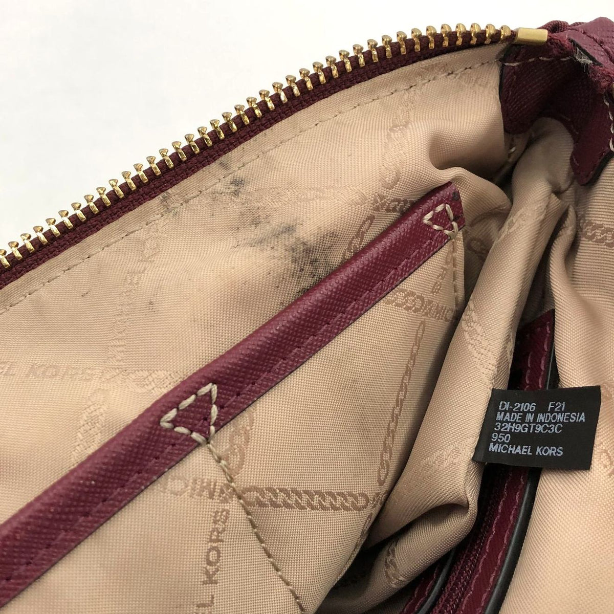 Michael Kors Burgundy Nylon Crossbody Bag w/ Leather Trim & Gold Accents (+COA)