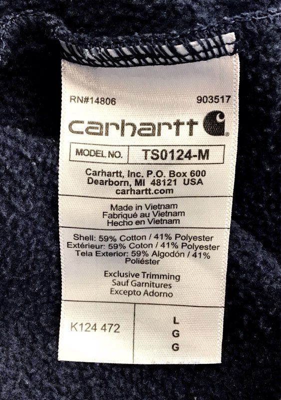 Carhartt Men's K124 Loose Fit Crewneck Sweatshirt Blue Logo Patch Size L