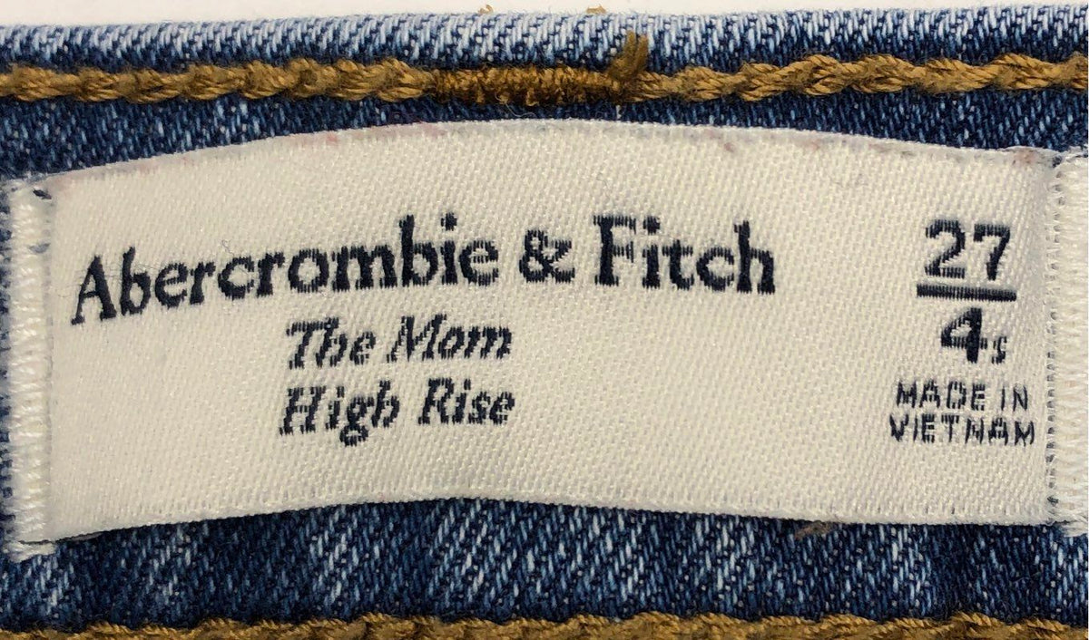 Abercrombie & Fitch Women's The Mom High Rise Distressed Blue Jeans Sz 27 / 4S