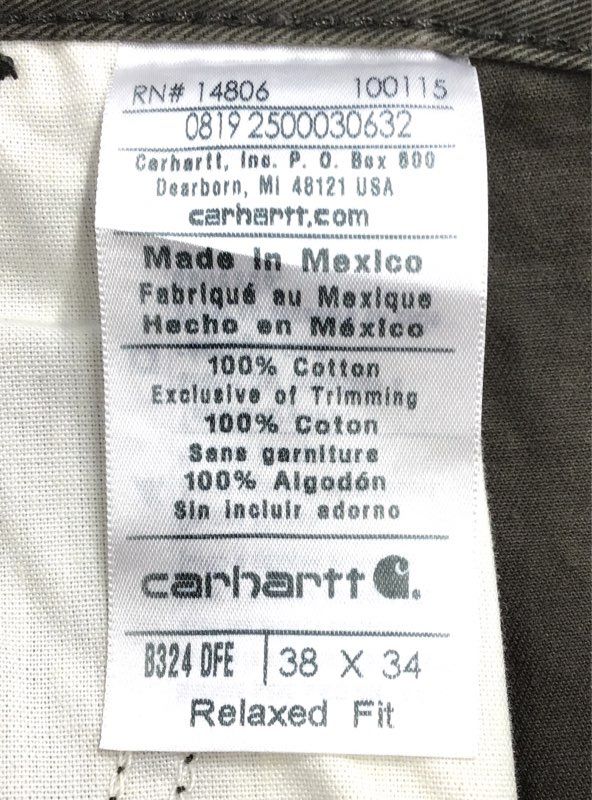 Y2K 2000s Carhartt Men's Green Carpenter Pants - Size 38X34