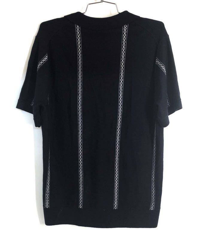 7 Diamonds Men's Reagan Sweater Polo Navy Geometric Stripe Sz M NWT