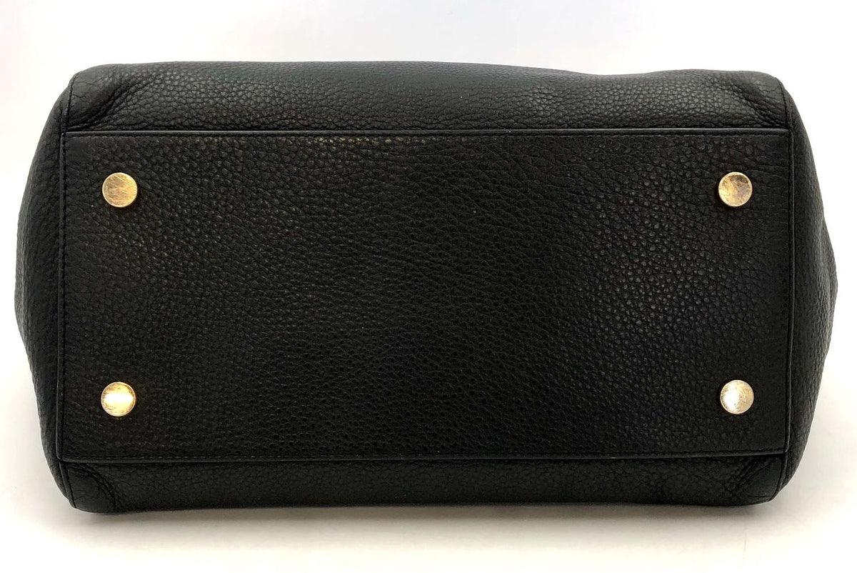 Michael Kors 'Whitney' Black Pebbled Leather Tote with Gold-Tone Hardware (+COA)