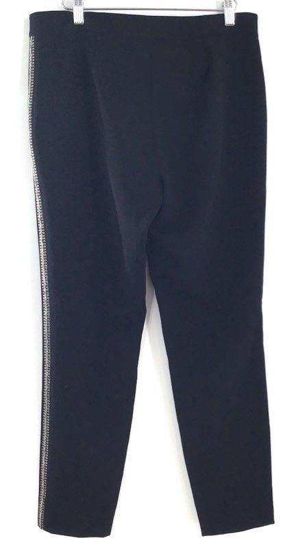Lafayette 148 New York Women's Black Manhattan Beaded Side Stripe Pants Size 6